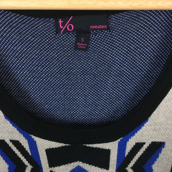 t/o Dress Womens Small Blue Black Aztec print Sleeveless - Picture 3 of 9